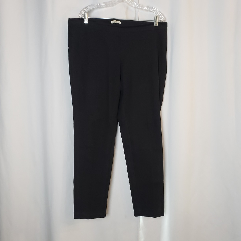 Eileen Fisher Womens Black Organic Cotton Stretch Ankle Zip Slim Pants Size L